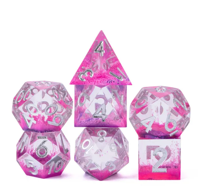 CyberP!nk Sharp Edged 7 Dice Set Poly RPG DnD Dungeons Dragons AD&D