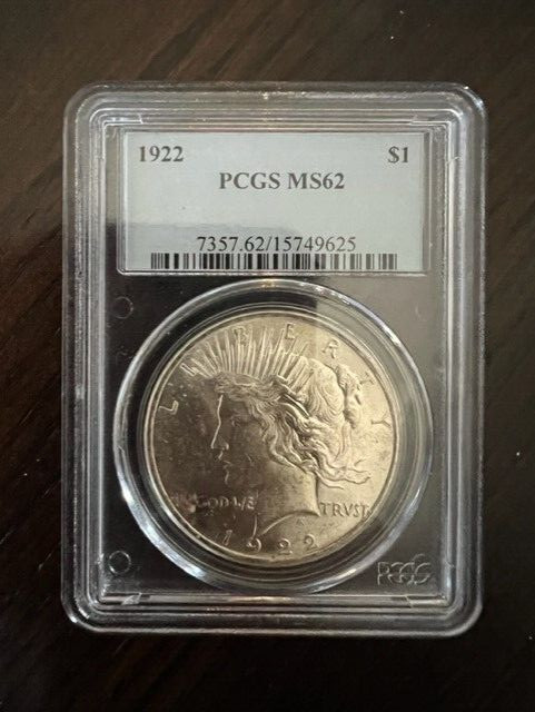 1922 PCGS MS62 | $1 Peace | Gorgeous Silver Dollar | Mirror Finish