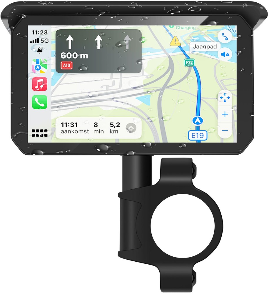 5" Motorcycle Wireless CarPlay Android Auto GPS Navi Waterproof Touch Screen BT