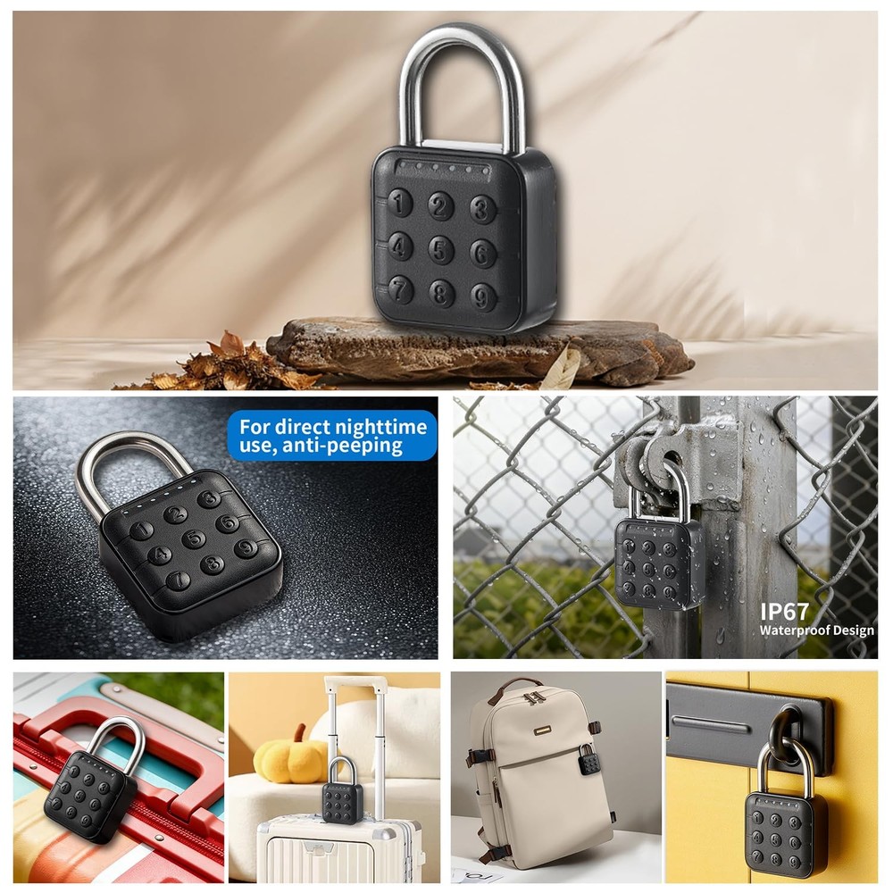 Combination Lock Locks Smart Padlock with APP Keypad Codes Lock for Gym, Scho...