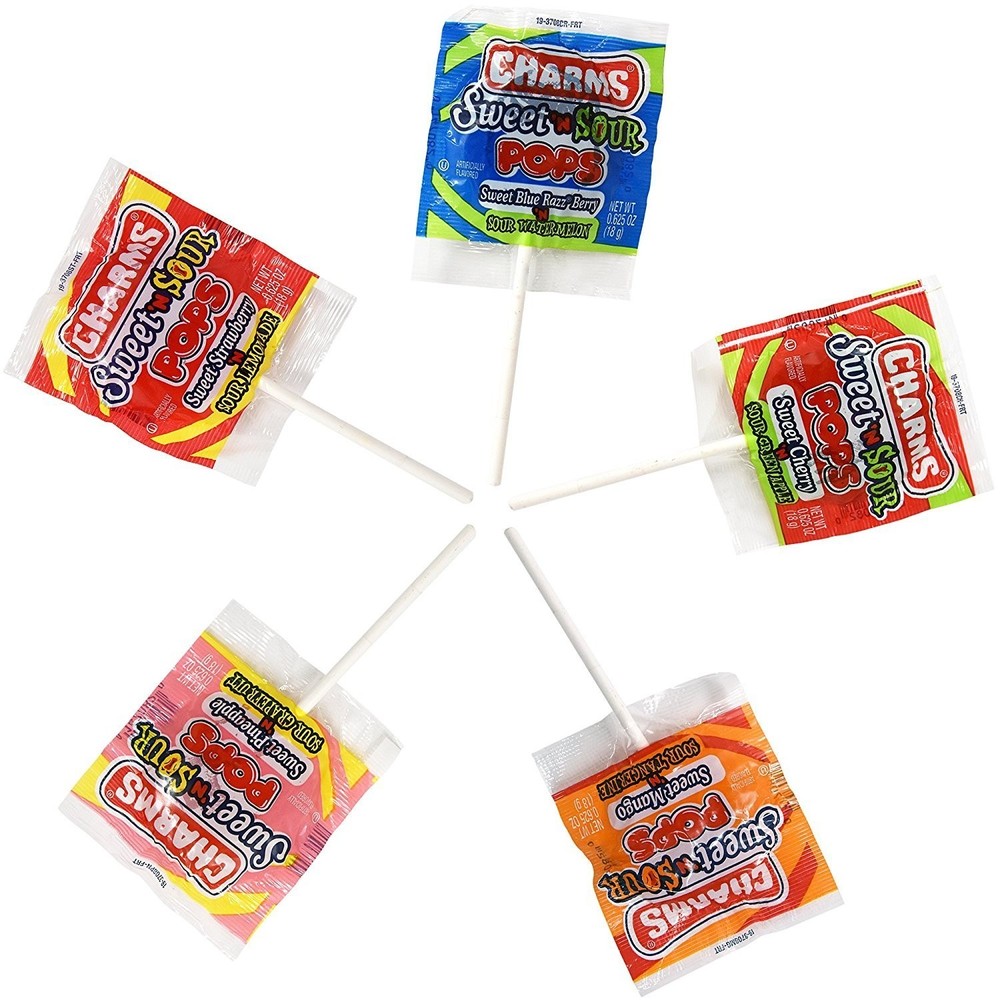 Charms Sweet and Sour Pops Assorted Lollipops - 48 Count