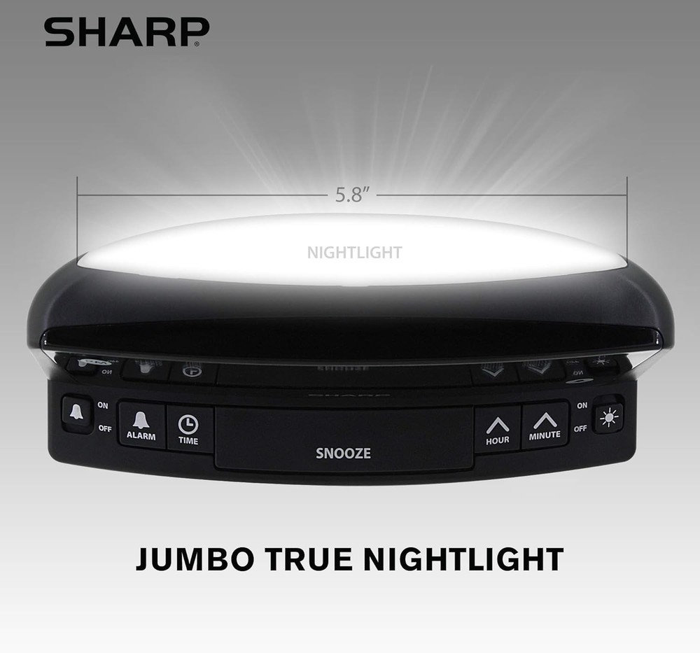 Sharp LED Digital Alarm Clock – Simple Operation - Easy to Black - Red Led