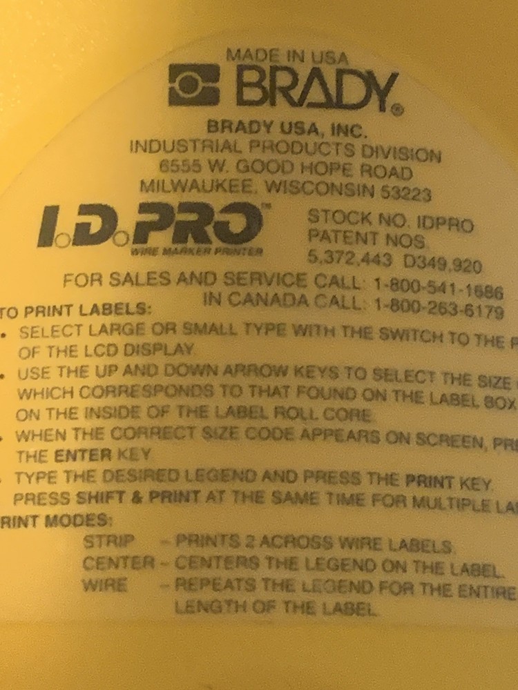 BRADY ID PRO LABEL MAKER