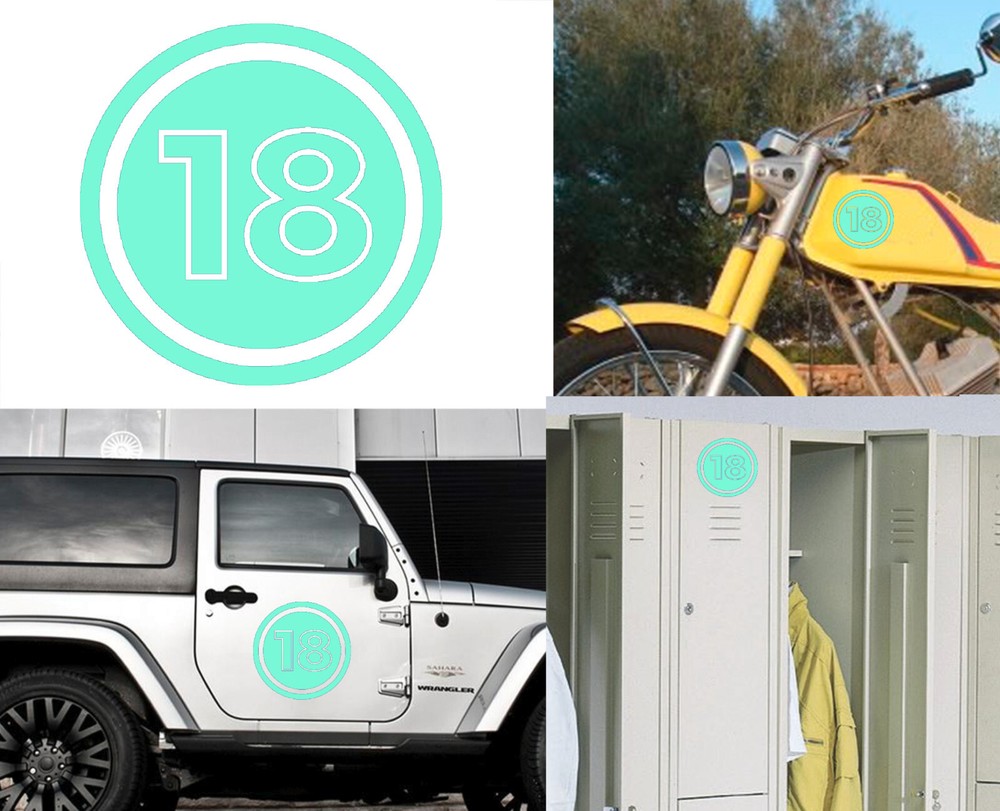Number 18, Sticker Cut Vinyl Version v02b