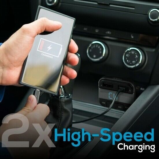 Pyle PBT91 Cigarette Lighter Bluetooth FM Radio Transmitter, Wireless Car Music