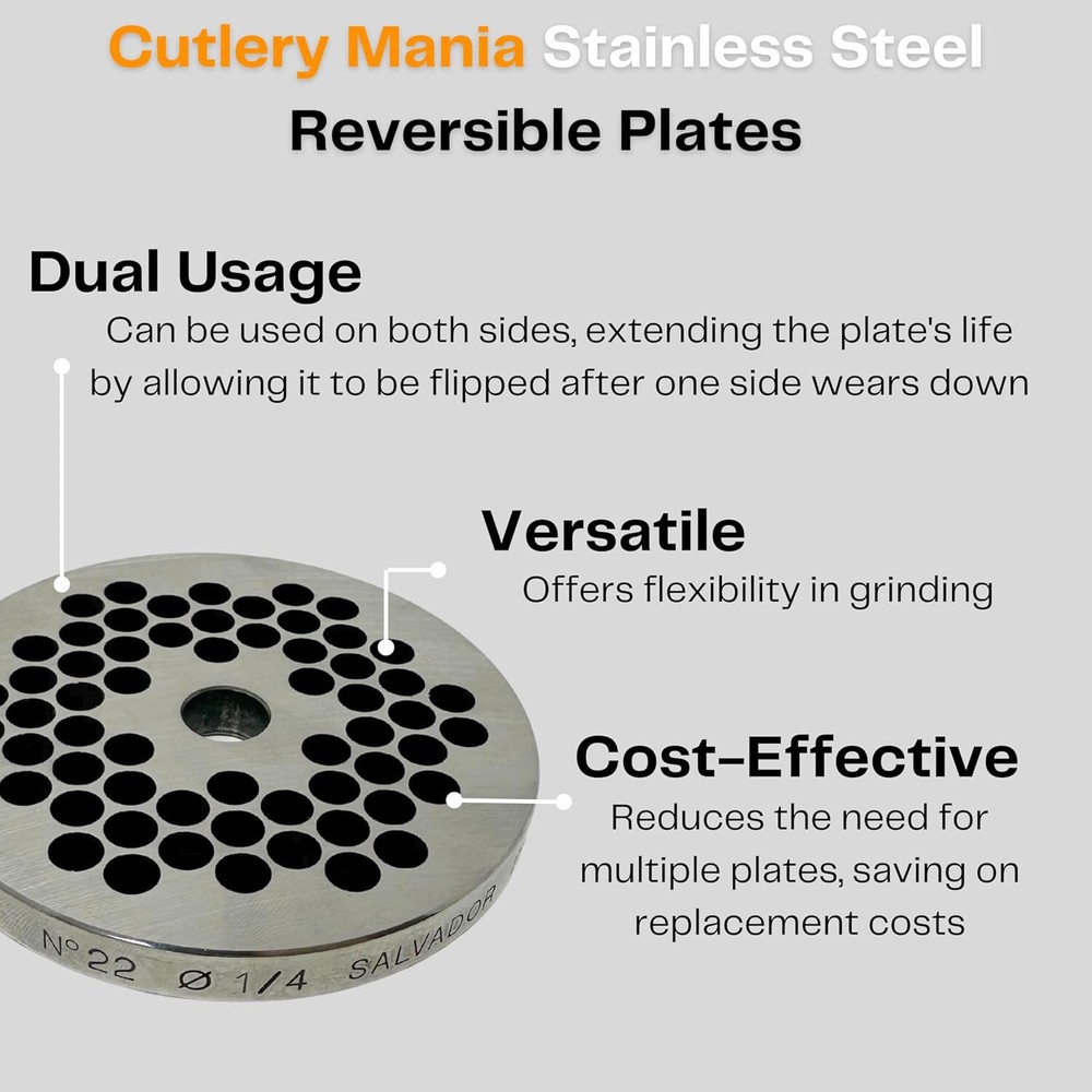 #22 Meat Grinder Plate. (#22 Reversible 3/8")