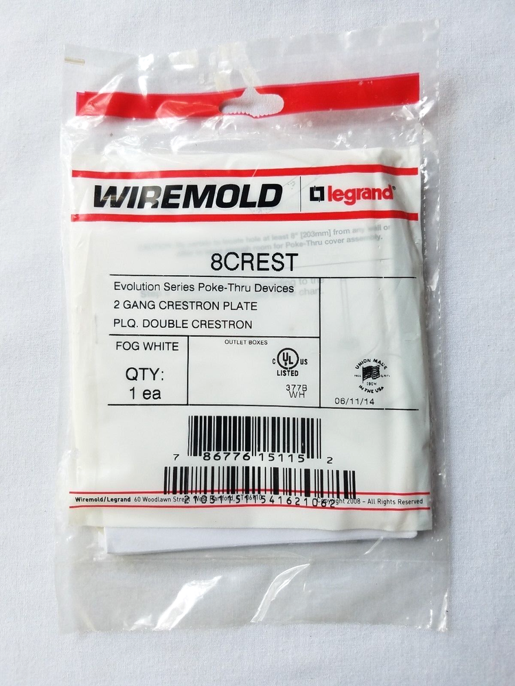 8CREST Wiremold Evolution 8AT Series Crestron Double Gang Plate