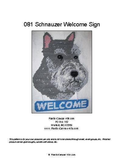 Schnauzer Dog Welcome Sign- Plastic Canvas Pattern or Kit