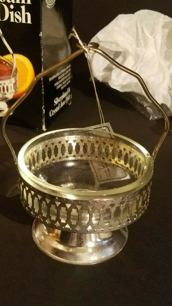 NEW IN BOX Jam Dish Leonard Silver Silver Plated & Crystal Ladle (MISSING SPOON)