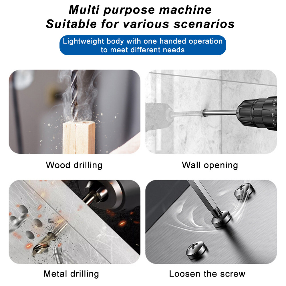 36Volt Drill 2 Speed Electric Cordless Drill / Driver with Bits Set 2 Battery A9