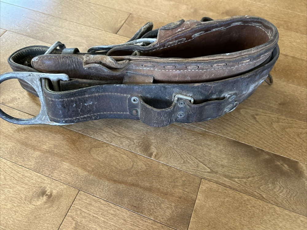 Vintagte Bashlin Leather Lineman Utility Pole Climbing Tool Belt Size D22 No 88