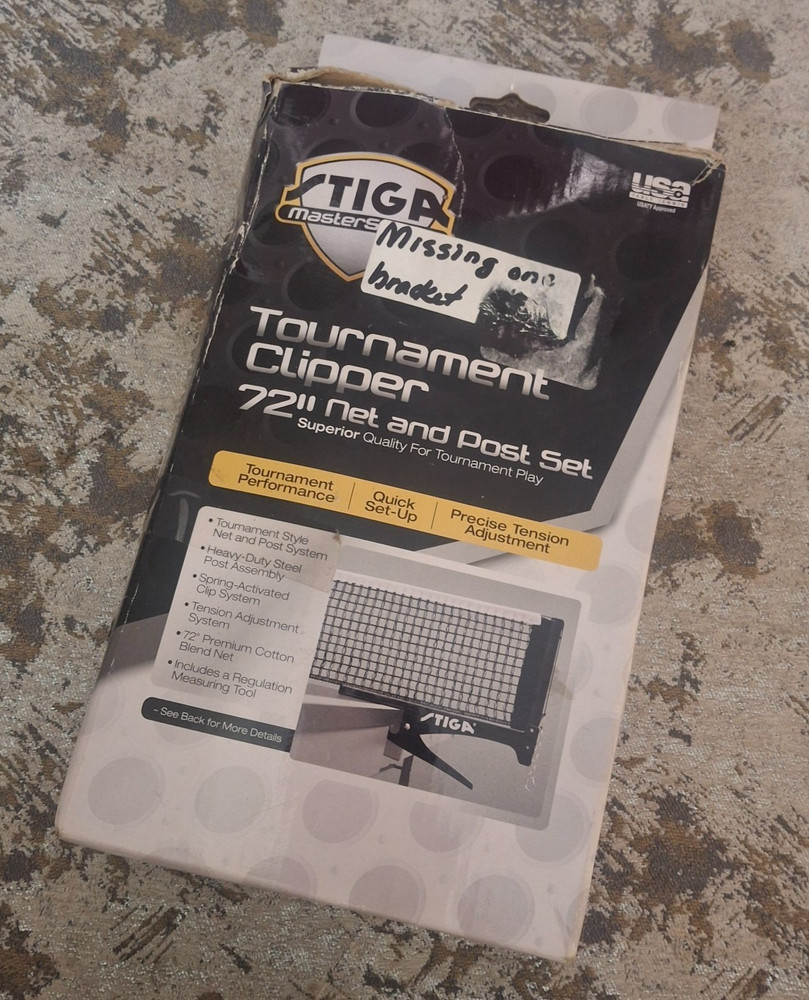 Stiga MasterSeries Tournament Clipper 72" Net & Post Set *Missing Bracket*