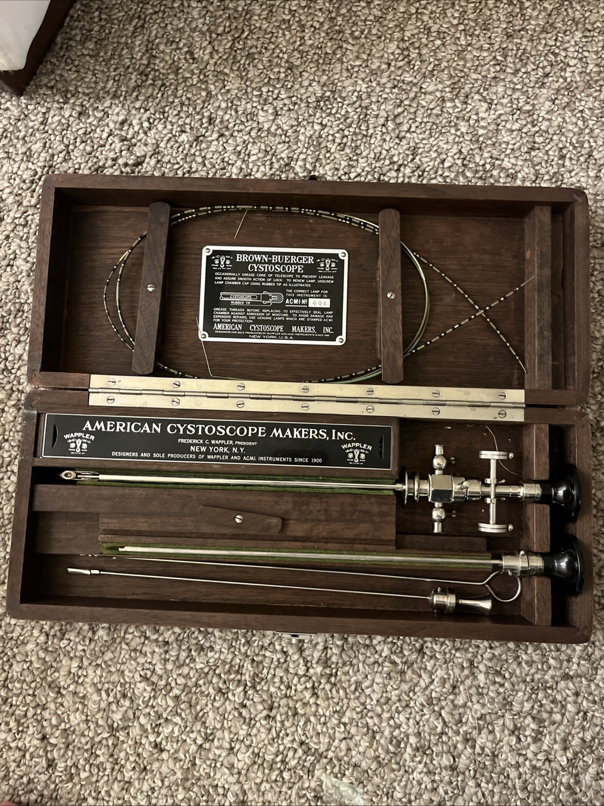 American Cystoscope Makers Vintage Instruments In Wooden Box Wappler And ACMI
