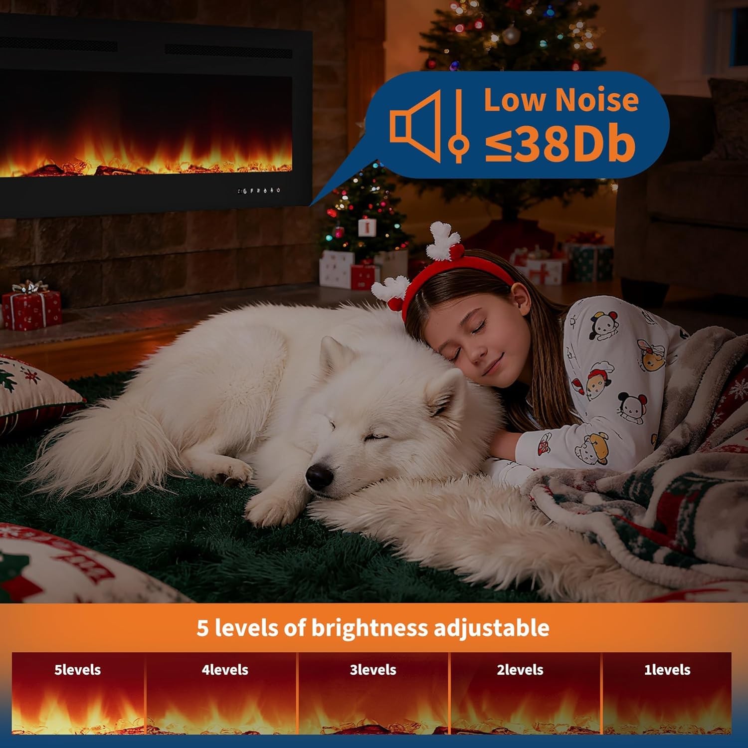 72" Electric Fireplace Recessed Ultra Thin Wall Mounted Heater Multicolor Flame