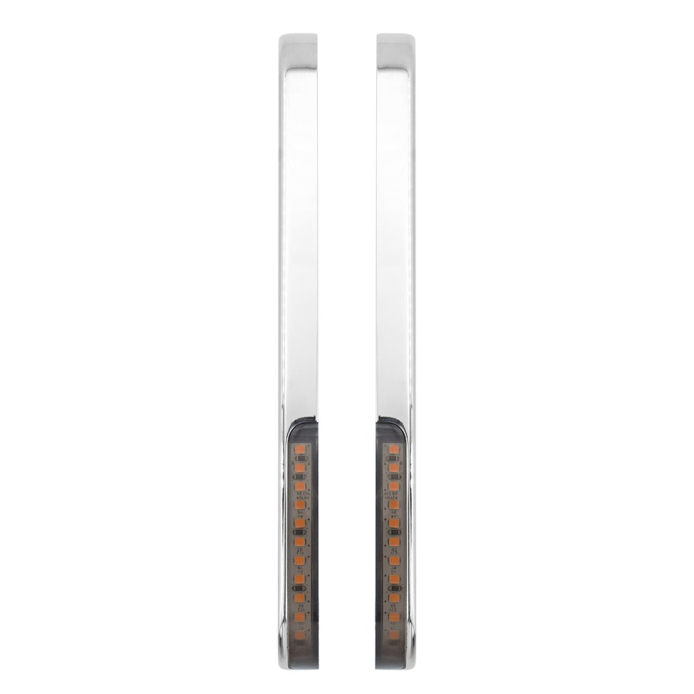 LED Front Flush Fork Chrome Turn Signal Running Bracket Light Fit For Harley FLH