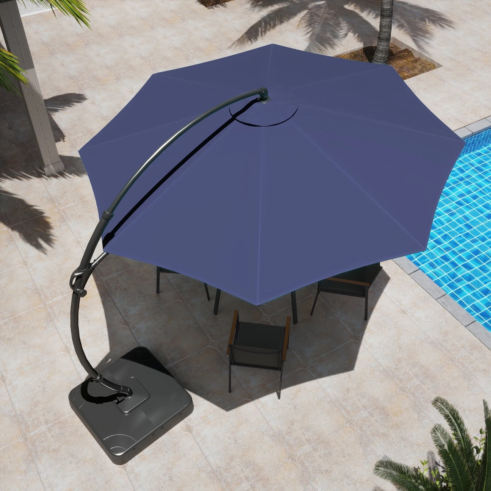 LAUSAINT HOME 12FT Sunbrella Patio Cantilever Umbrella with Base, 360°