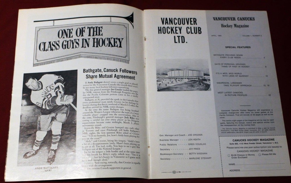 Rare 1969 WHL Playoff Lester Patrick Cup Finals Signed Program Punch Imlach!
