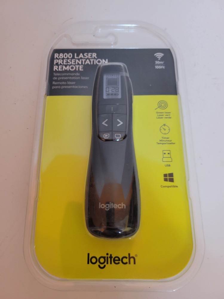 Logitech R800 Laser Presentation Remote Control - Black New Sealed