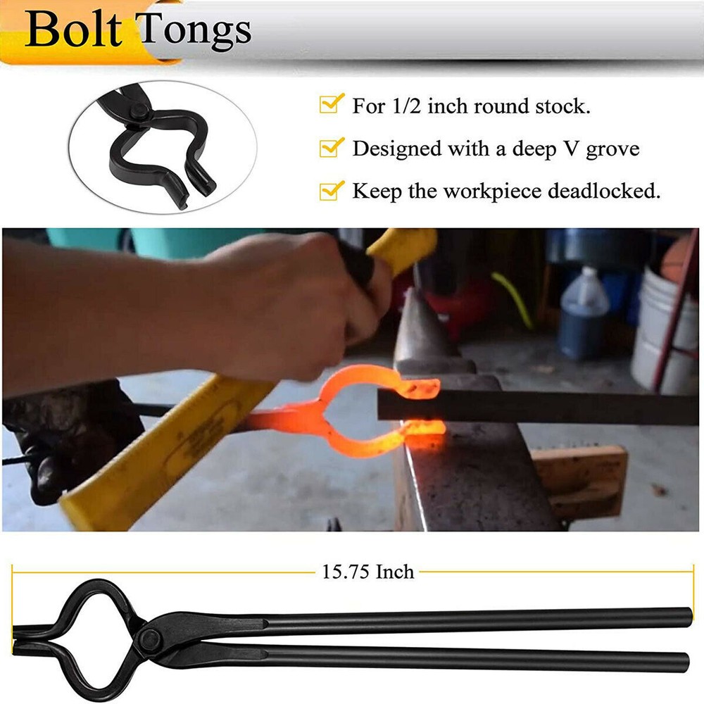 Universal Knife Making Bolt Tongs Blacksmith Bladesmith Tool Set for Anvil Forge