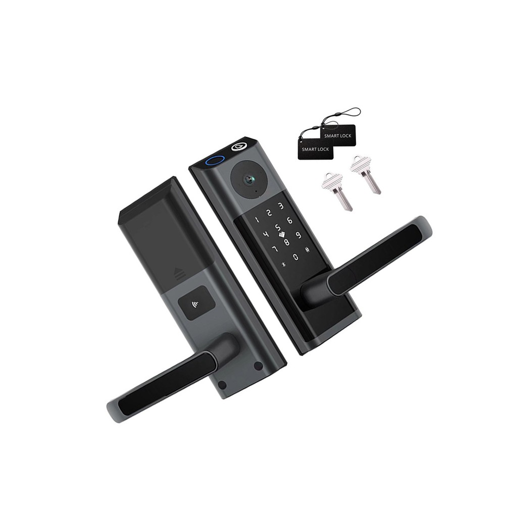 Smart Door Lock Fingerprint Camera Handle Keyless WiFi APP Control