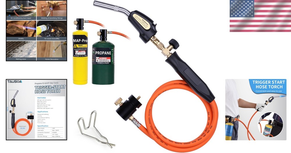 Portable Mapp Gas Torch Kit - Adjustable Heat, Trigger Start