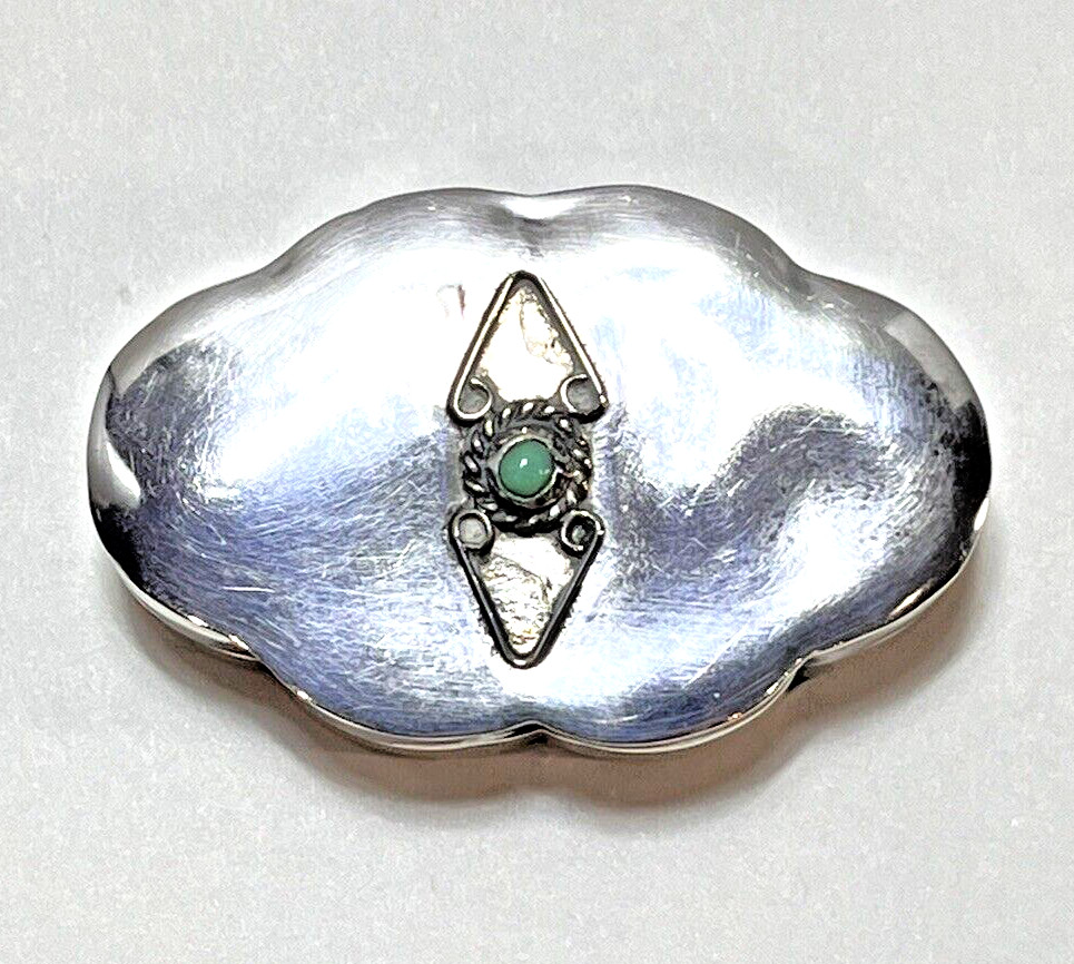 Sterling Silver Pill Box Turquoise Stone 8.5 Gr. No Monogram.