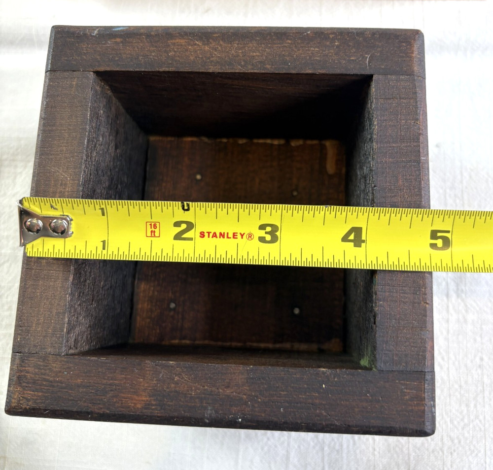 MCM Small Square Brown Wood Planter 5 x 5"