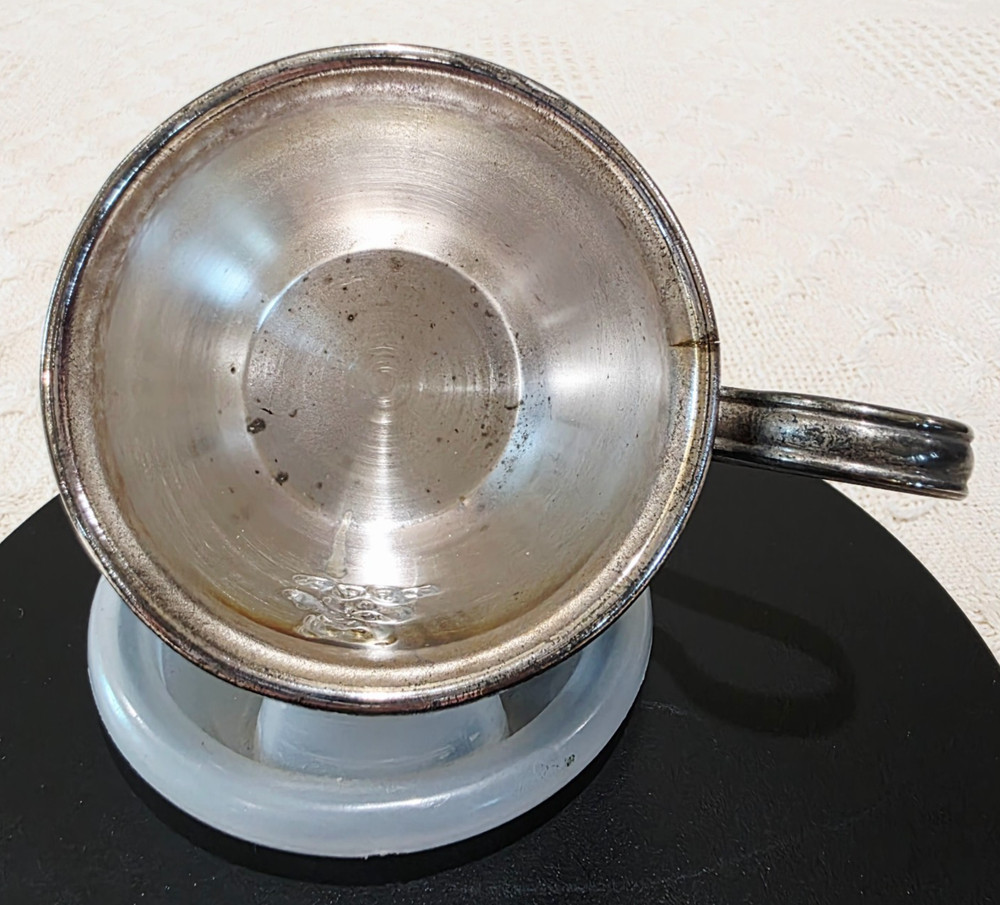 Vintage Silverplate Baby's First Sippy Cup Mug with Teddy Bear Design