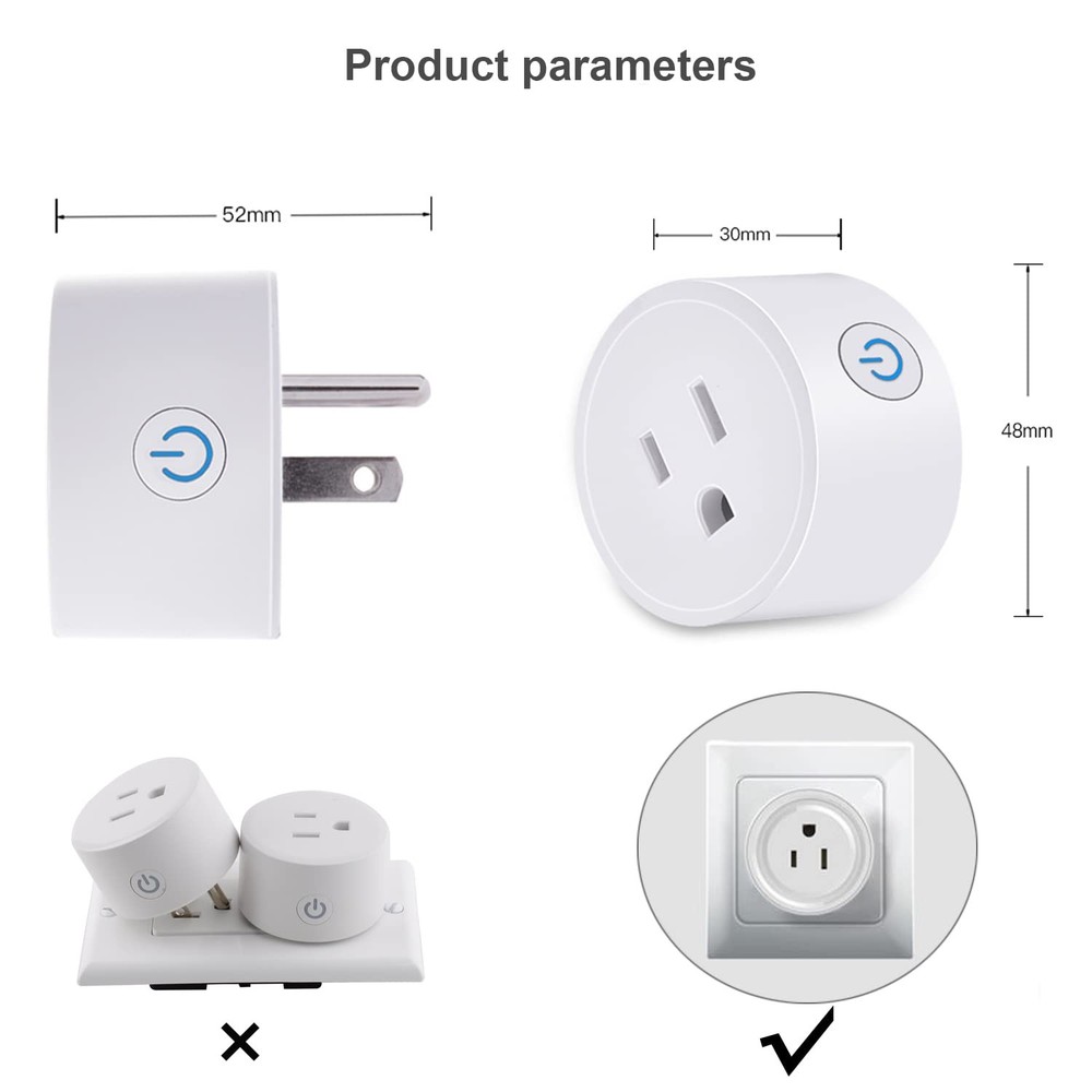2 Pack Tuya WiFi Smart Plug with Timer Function for Voice Control