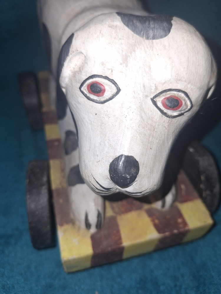 Primitive Hand Carved Hand Painted Pull Toy