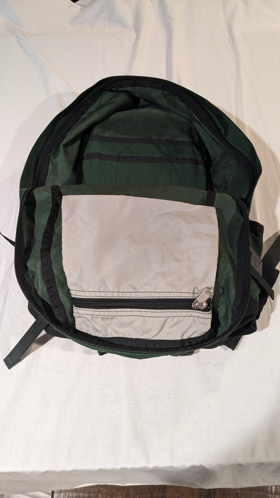 Vintage Wilderness Experience Backpack Green Canvas Zip
