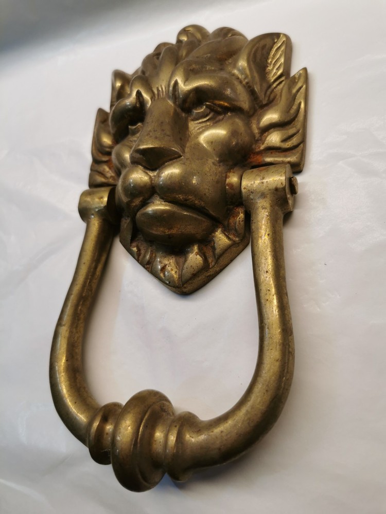 Vintage Solid Brass Lion's Mask / Face Door Knocker