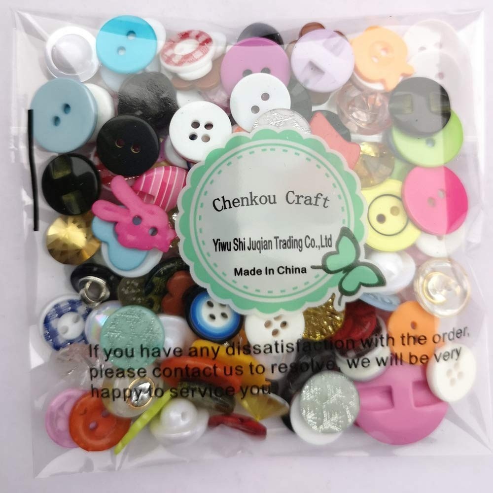 Chenkou Craft Random 100pcs Small Plastic Buttons DIY Sewing Craft Accessory ...