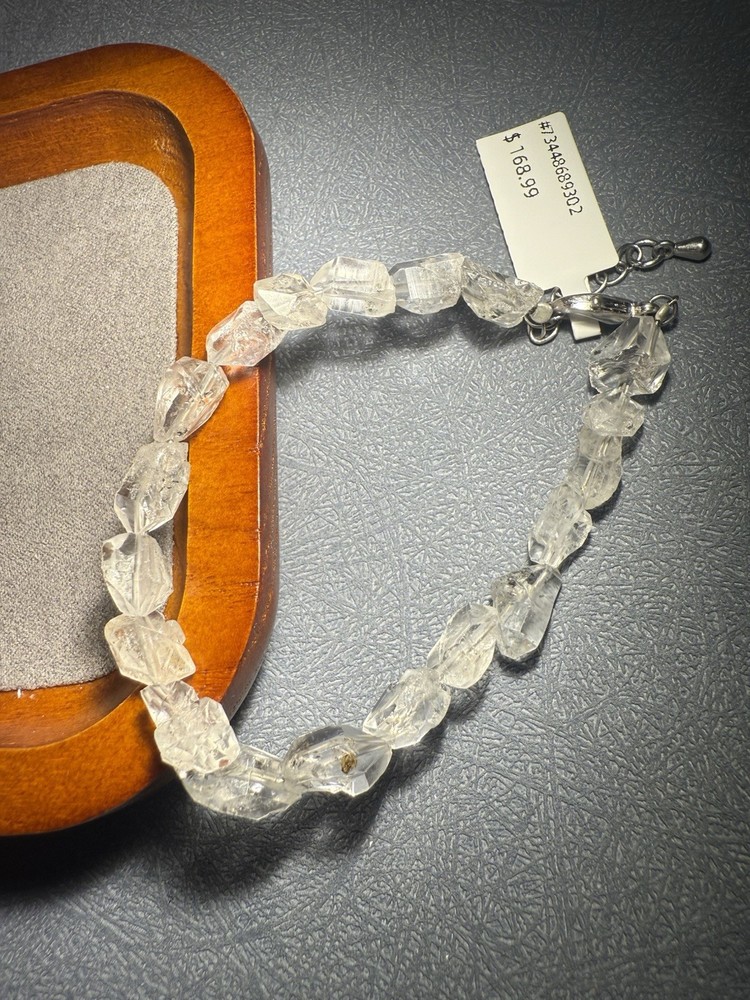 Unqiue pick！Rough Herkimer Diamond Bracelet/ adjustable Chain