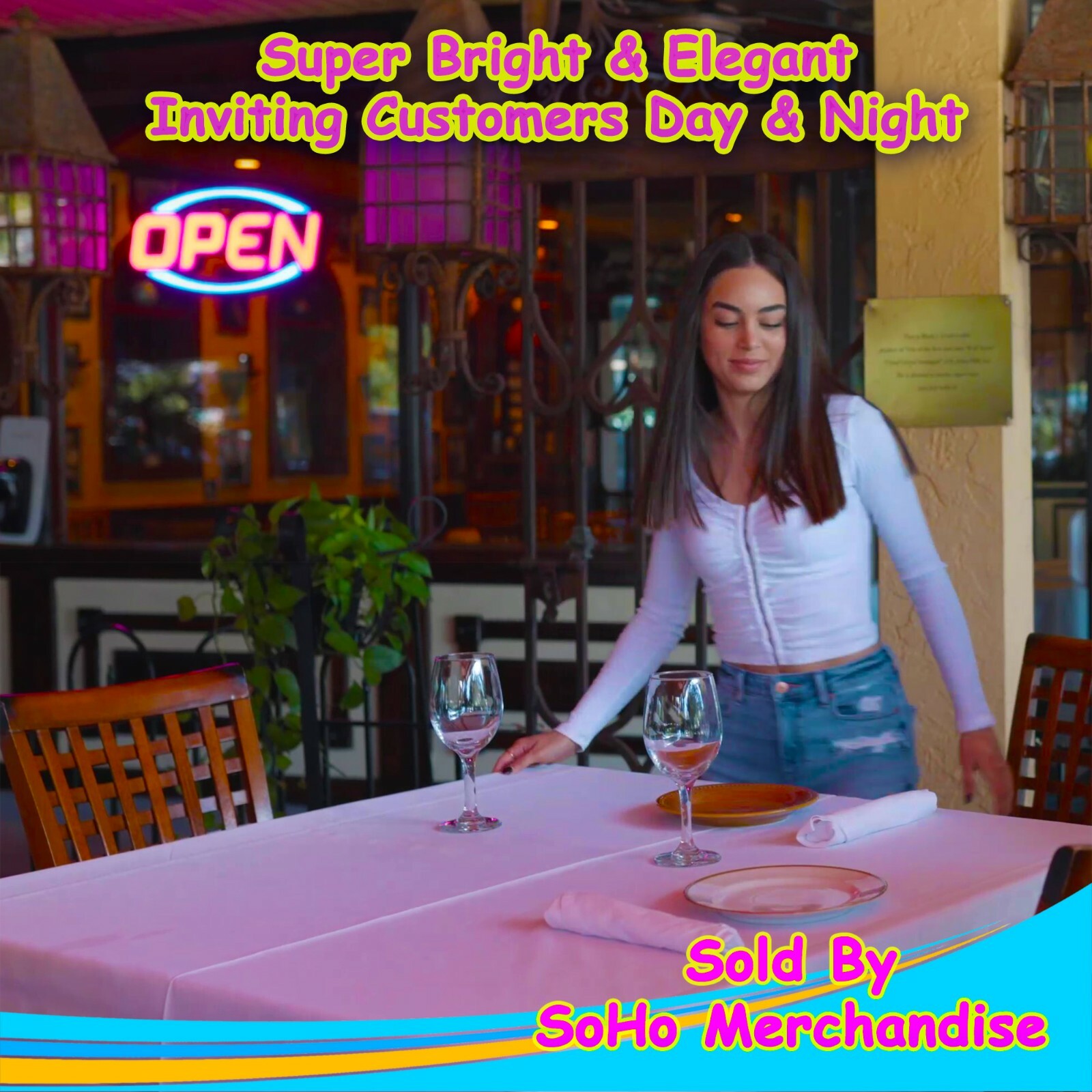 Large LED Open Sign Neon Light Bright for Restaurant Bar Pub Shop Store Business