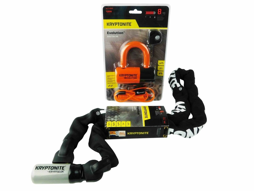 Kryptonite Evolution Series 4 Disc Lock Orange 915 w/ 5ft Integrated Chain