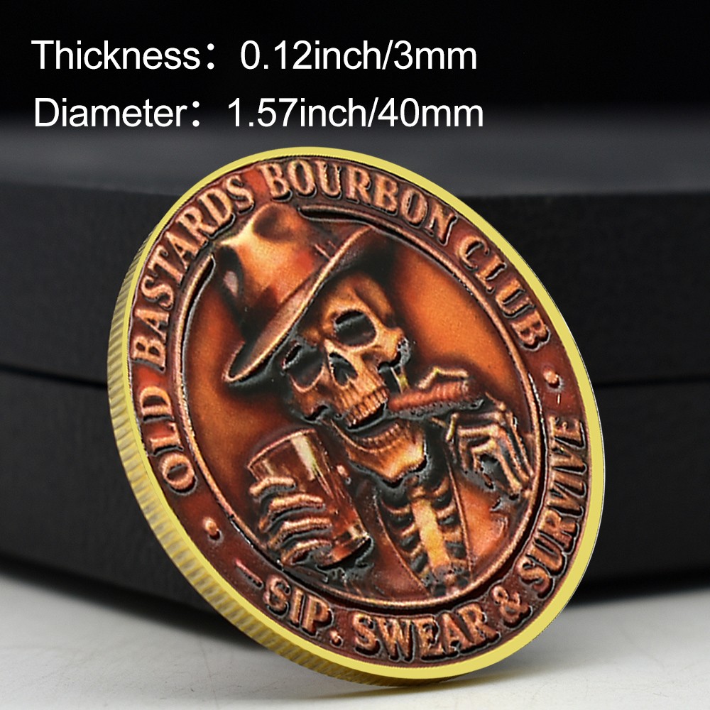Old Bastards Bourbon Club Lifetime Member Medal - Sip, Swear & Survive Coin