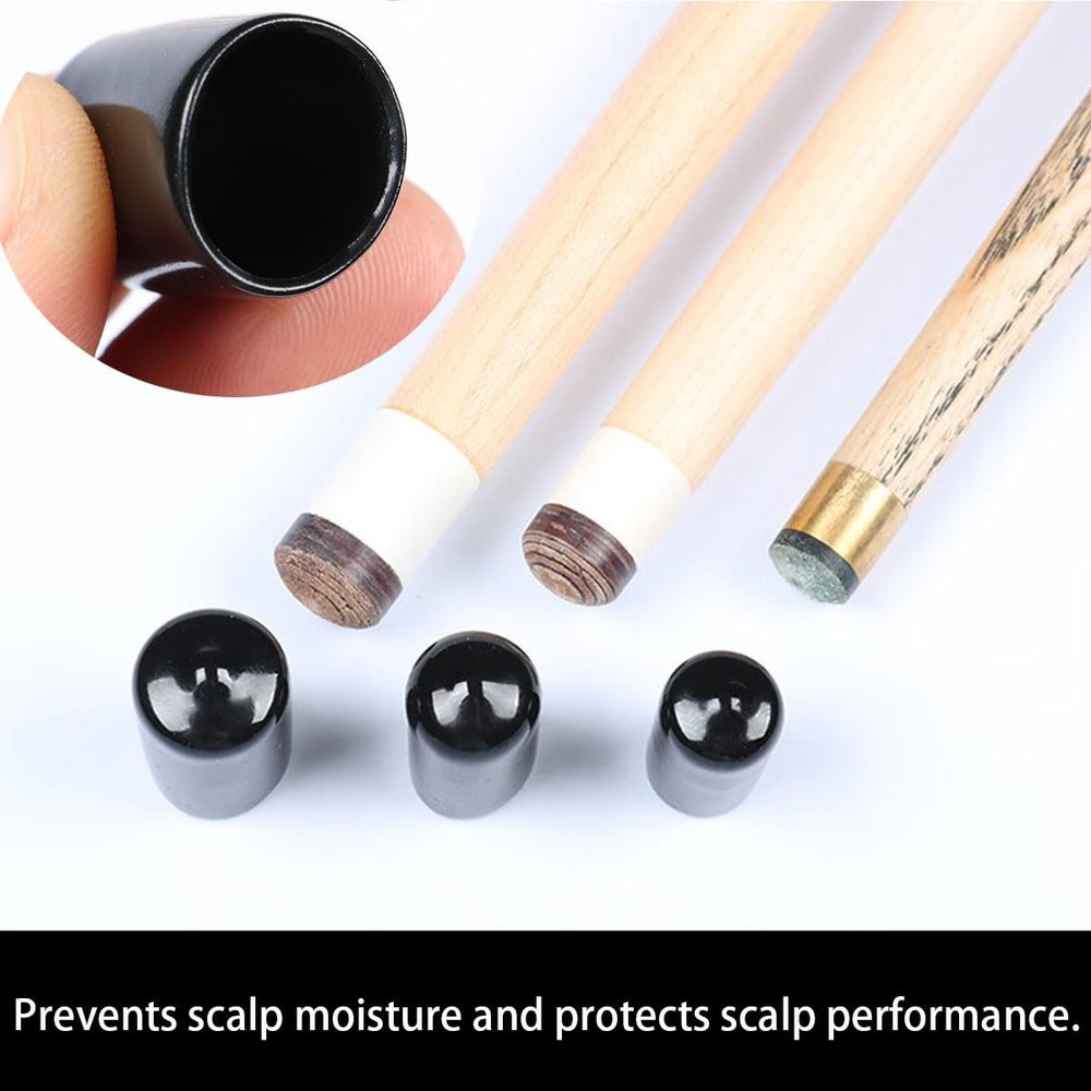 20Pcs Rubber Snooker Cue Tip Cover Pool Tips Protector Black