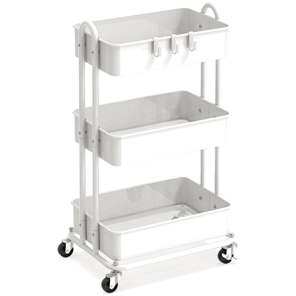 Metal Rolling Cart with Locking Wheels