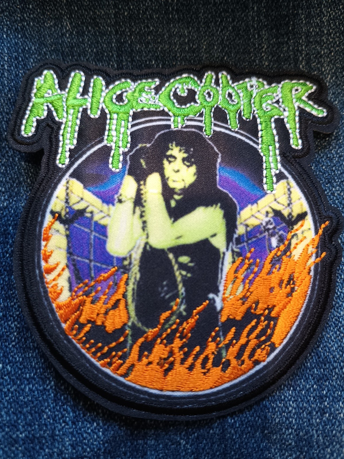 Alice Cooper In Flames 3.25 x 3 Inches Iron On Patch