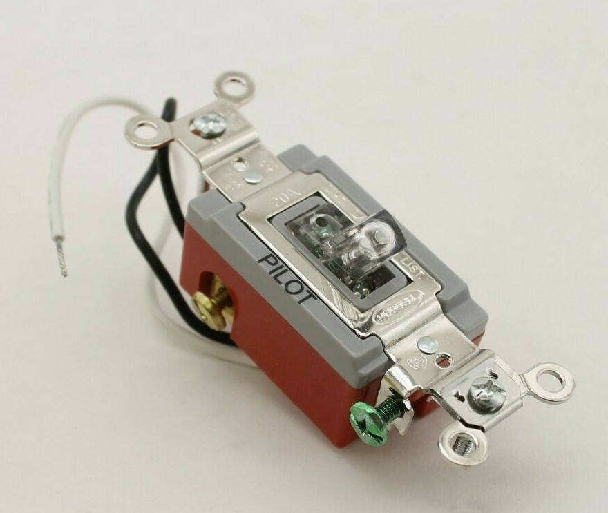 Hubbell HBL1223PLC Clear Pilot Light Toggle Switch (New in Box)