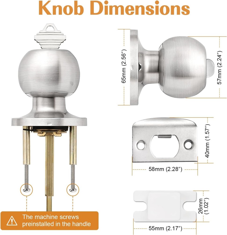 10 Pack Keyed Alike Entry Knobs with Keys, Brushed Nickel Ball Door Knobs Entran