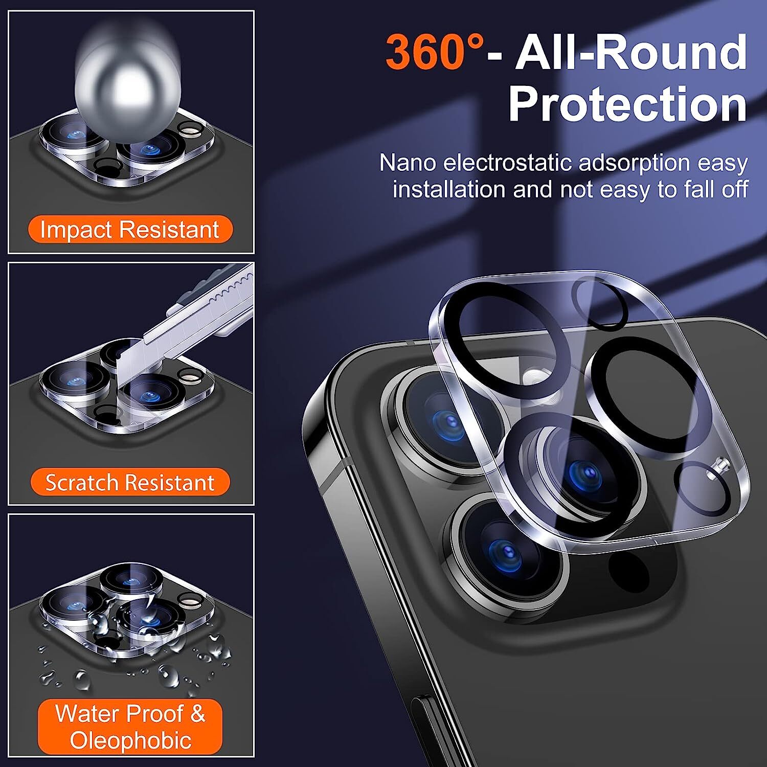 3 Pack For iPhone 14 13 12 11 Pro Max Tempered Glass Camera Lens Cover Protector