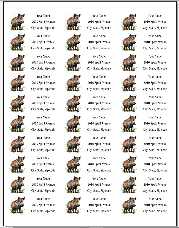 150 Wild Boar Hog Pig Mailing Return Address Labels Personalized