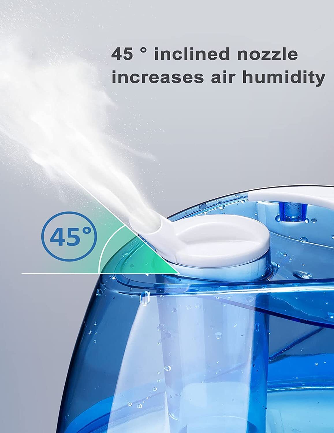 Homasy 2.2L Humidifier for HOME & OFFICE with Light,Quiet & Auto-of Cool Mist
