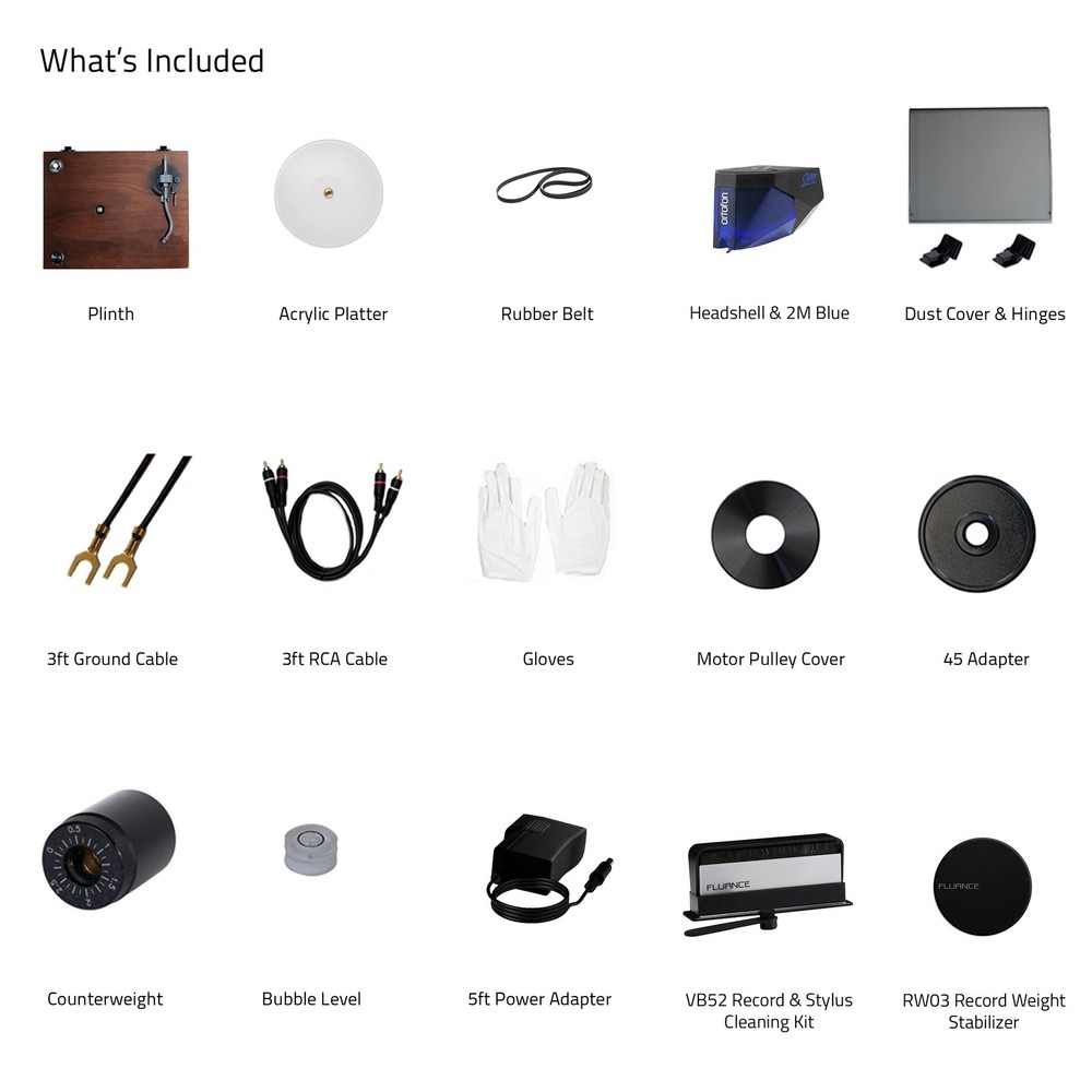 Fluance RT85 Reference Turntable with Record Weight and Vinyl Cleaning Kit