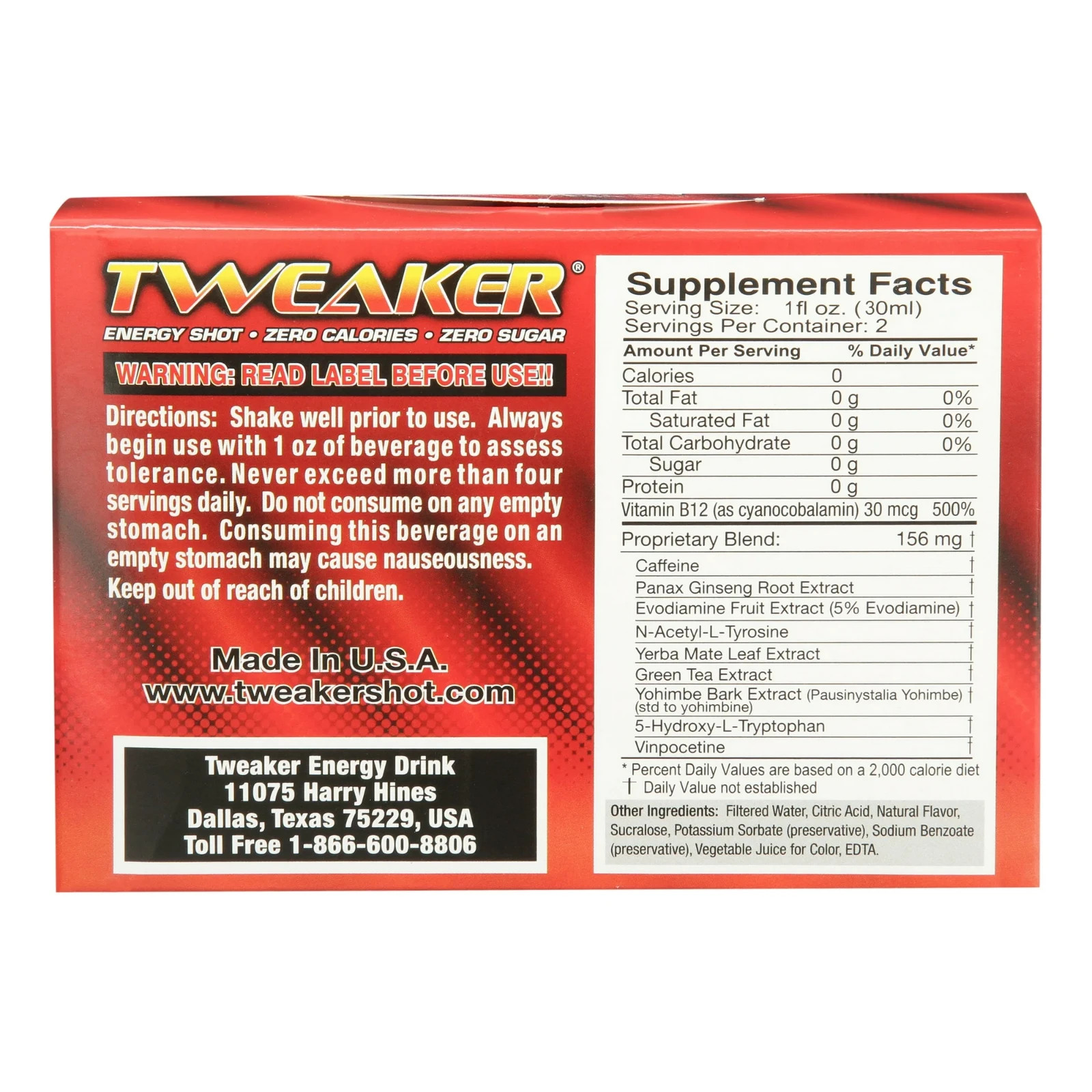 Tweaker Energy Shot, Pomegranate, 2 fl oz, 12 Count.....