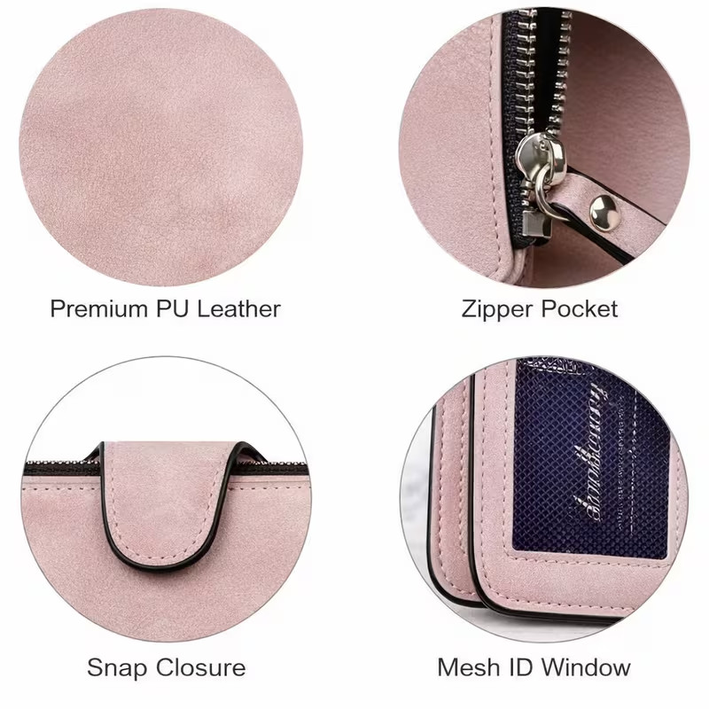 Women’s Long Trifold Wallet Large Capacity Organizer, Card Slots, Zipper Coin