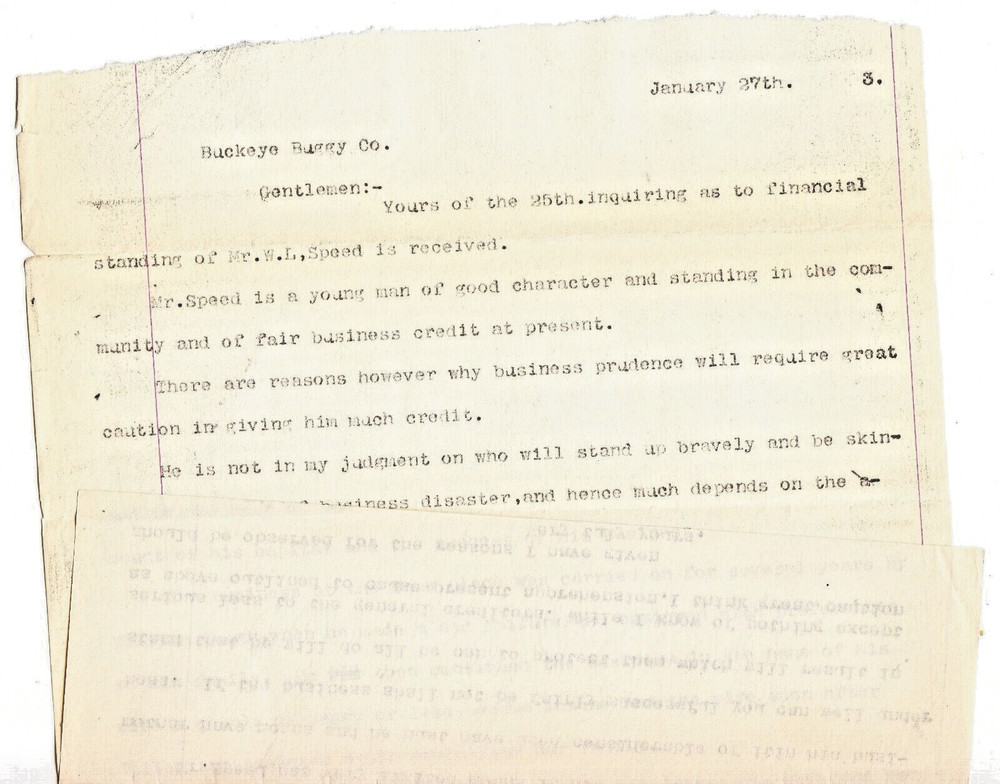 Buckeye Buggy Undated Unsigned Type Written  Letter