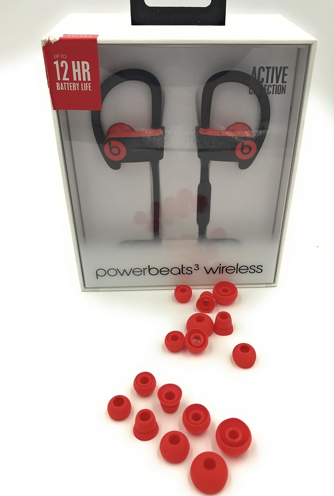Red Replacement Earbud Tips for Small, Medium, Large, Double Flange,